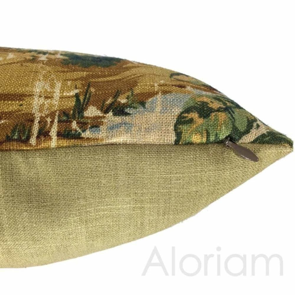 Vintage Old World Scenic Landscape Toile Linen Decorative Throw Pillow Cover - Bosporus Antique Design for Living Room, Bedroom & Sofa Decor