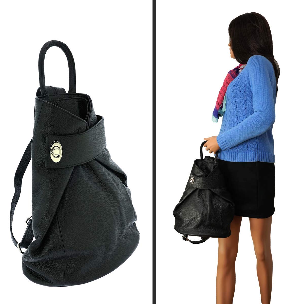 Genuine Italian Leather Top Handle Backpack Purse - Convertible Shoulder Bag & Handbag for Women | Work, Travel & Everyday Use