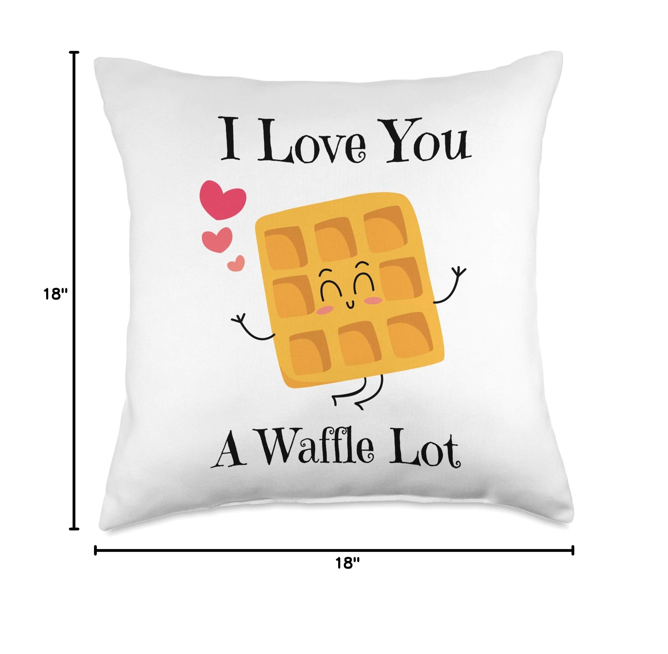 I Love You A Waffle Lot Funny Valentine's Day Throw Pillow - Cute Couples Gift for Anniversary, Wedding & Home Decor - Perfect for Sofa, Bed and Romantic Surprises