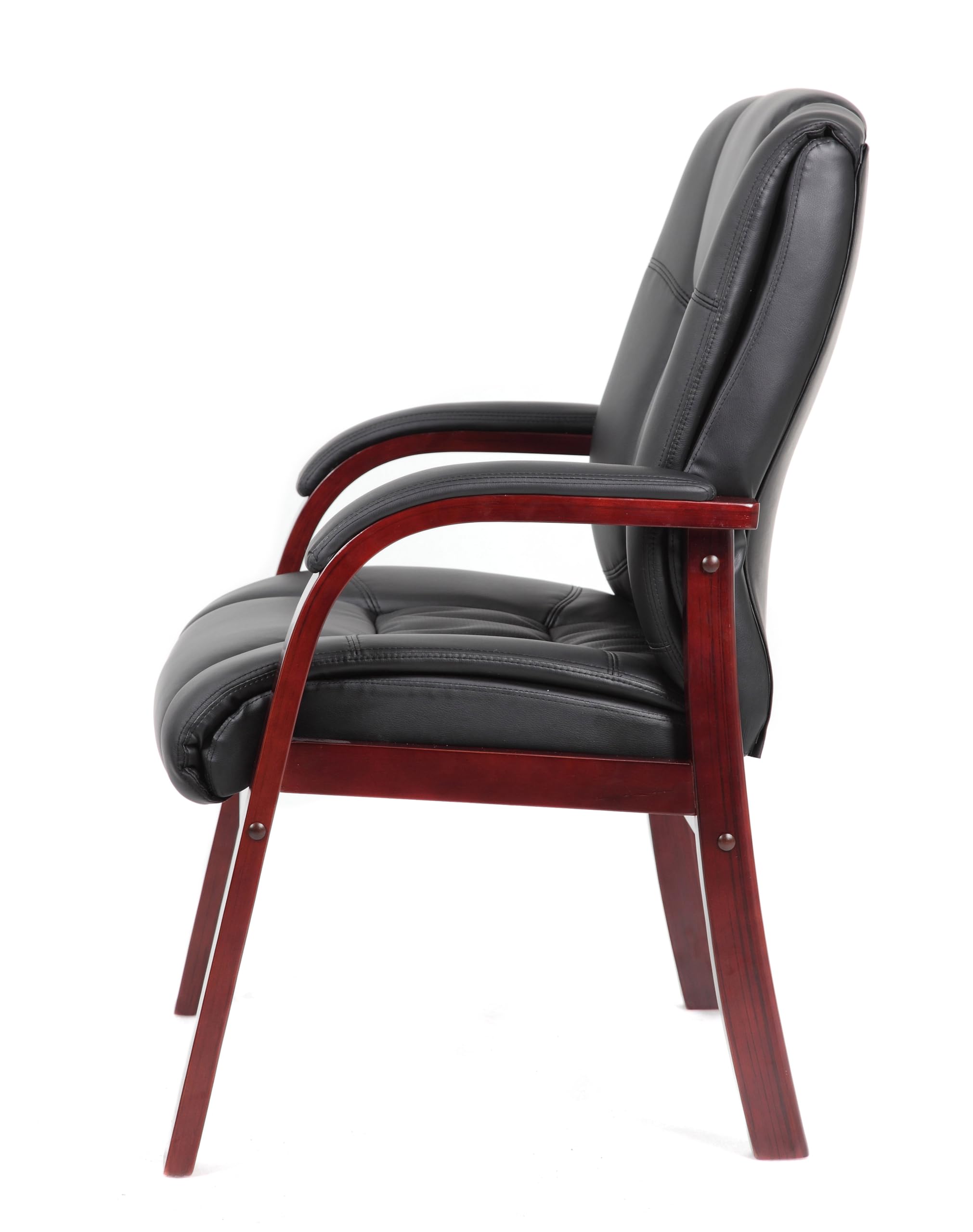 Boss Office Products Mid Back Wood Finished Guest Chair - Ergonomic Office Chair for Home & Business Use - Perfect for Conference Rooms, Waiting Areas & Guest Seating