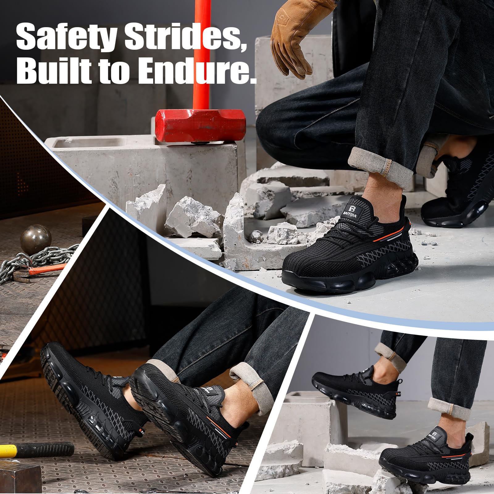 **Lightweight Steel Toe Work Shoes for Men & Women - Construction, Industrial Safety Sneakers with Comfort - Perfect for Warehouse, Factory & Outdoor Jobs**