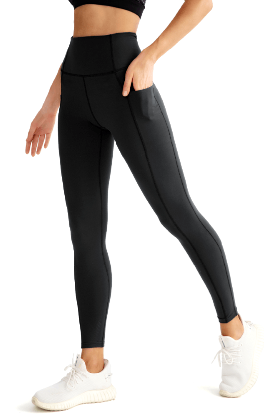 Monochrome Pockets Soft Leggings for Women - High Waist Stretchy Yoga Pants with Side Pockets - Perfect for Workouts, Running, Lounge & Everyday Wear