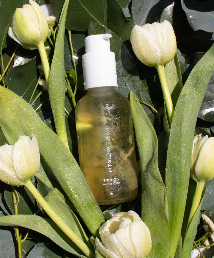 Fitglow Beauty Body Oil - Organic Hydrating & Nourishing Moisturizer for Dry Skin - Perfect for Massage, Post-Shower & Daily Skincare Routine