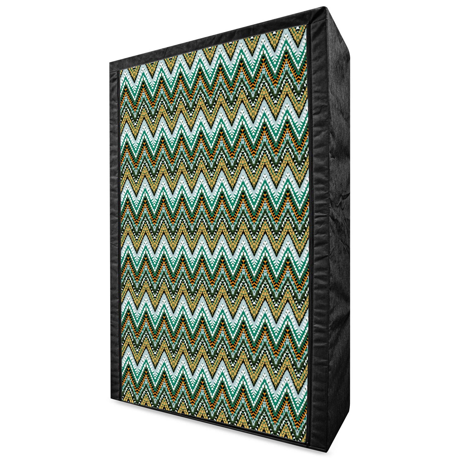 Ambesonne Ethnic Portable Fabric Wardrobe - Striped Boho Pattern with Zigzag Lines & Paint Splatters - 42.5