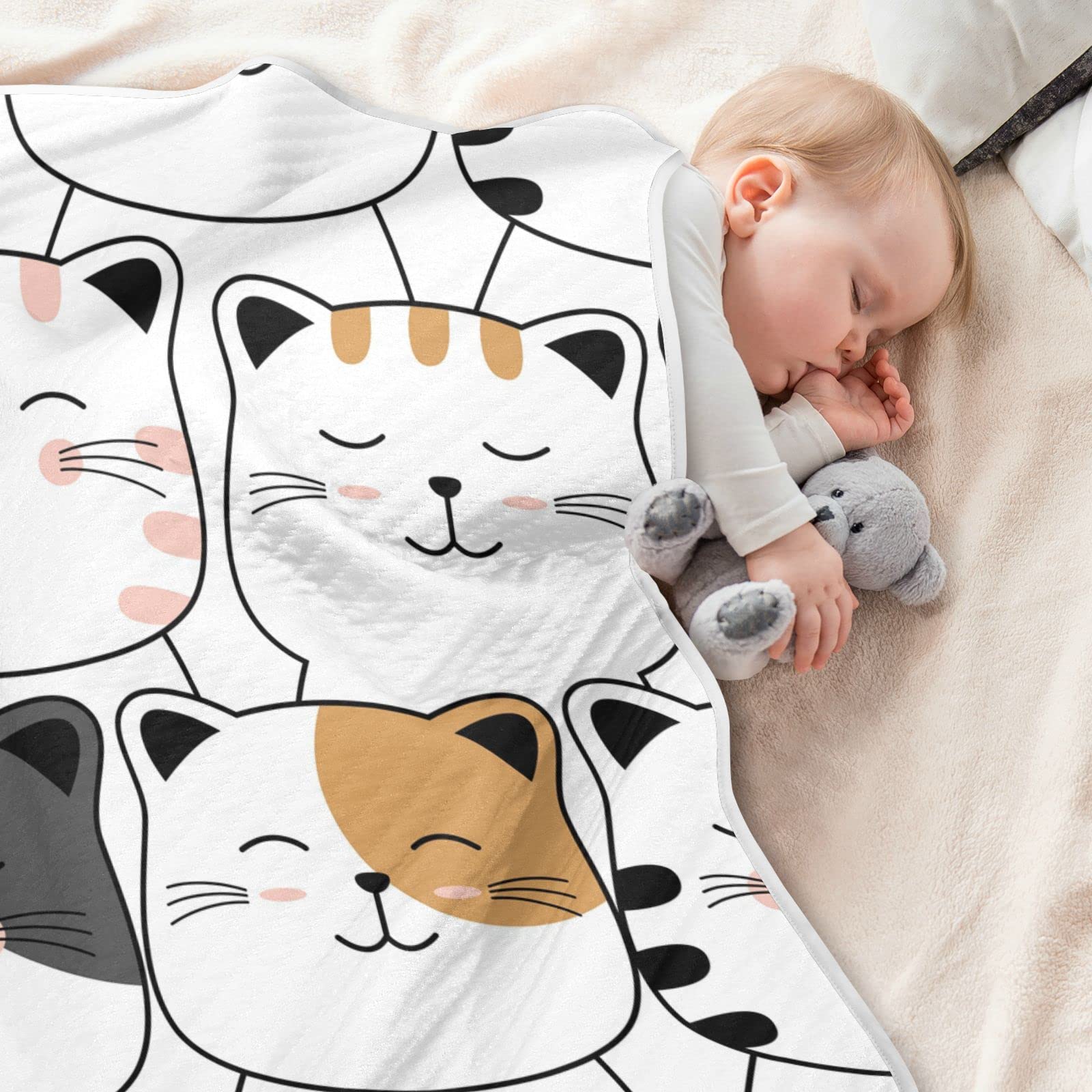 Soft Cute Cat Baby Blankets for Boys & Girls - Bedsure Fleece Throw Blanket for Newborns, Crib, Stroller & Travel - Cozy & Warm for Nursery, Bedroom & On-The-Go