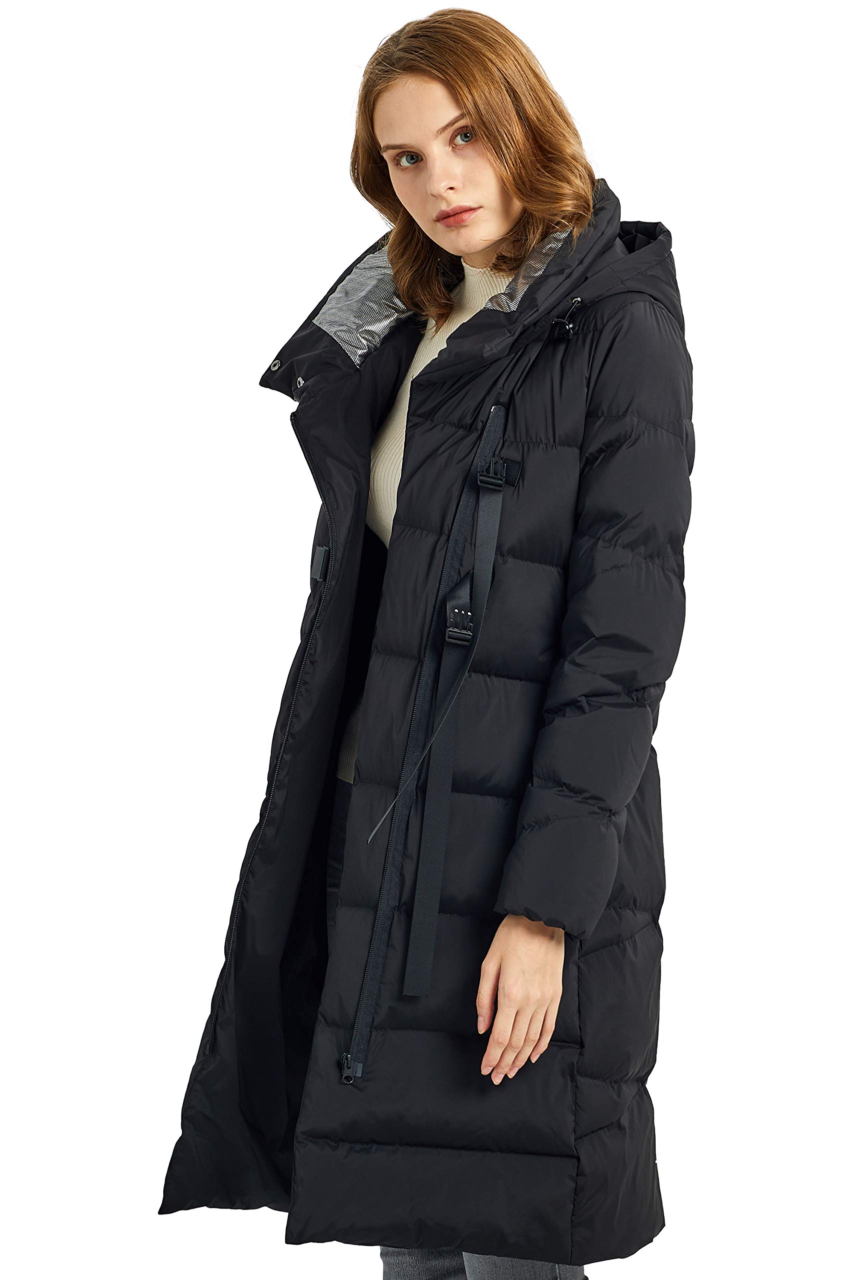 Orolay Women's Hooded Down Jacket - Long Winter Coat with Asymmetric Design, Warm Puffer Jacket for Cold Weather | Perfect for Outdoor Activities, Travel & Daily Wear in Winter