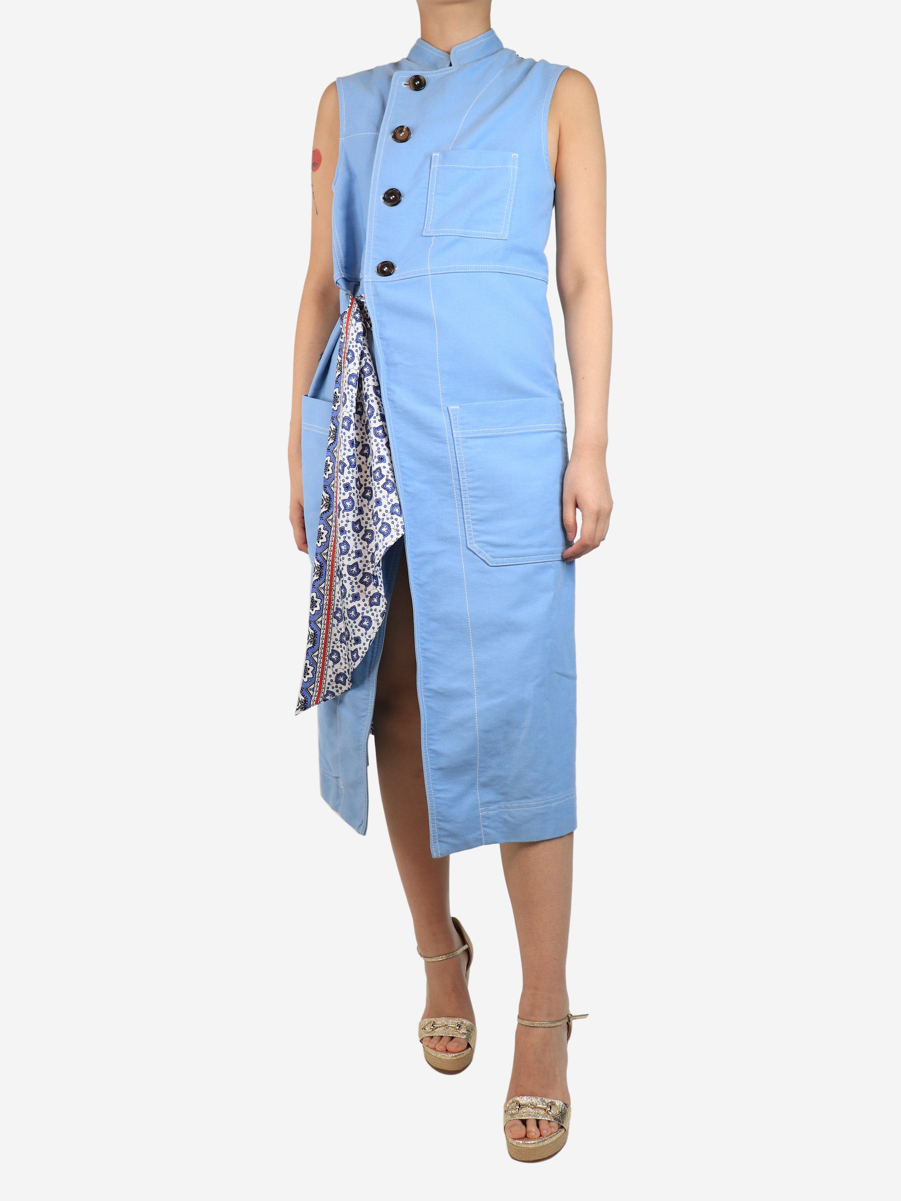 Baby Blue Sleeveless Midi Dress - UK Size 10 | Women's Summer Casual Dress for Beach, Wedding & Party