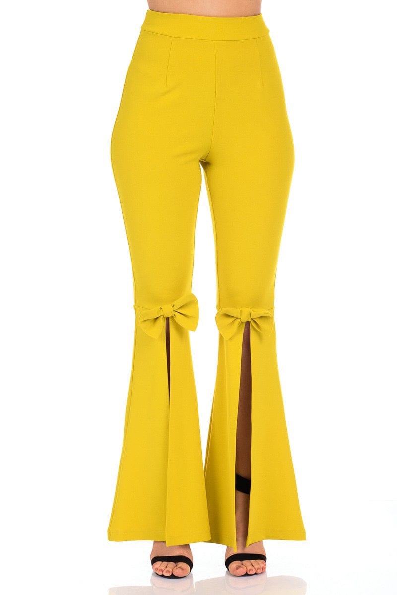 Betty's Bow Detailed Pants for Women - Elegant Floral Print High Waisted Trousers with Bow Accent - Perfect for Office Wear, Date Night & Special Occasions