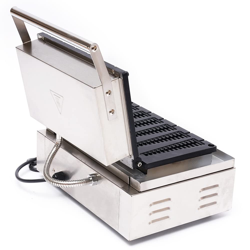6 Stick 110V 1.55KW Commercial Waffle Maker - Stainless Steel Electric Waffle Machine with Nonstick Coating | Perfect for Breakfast, Brunch, Cafes & Restaurants
