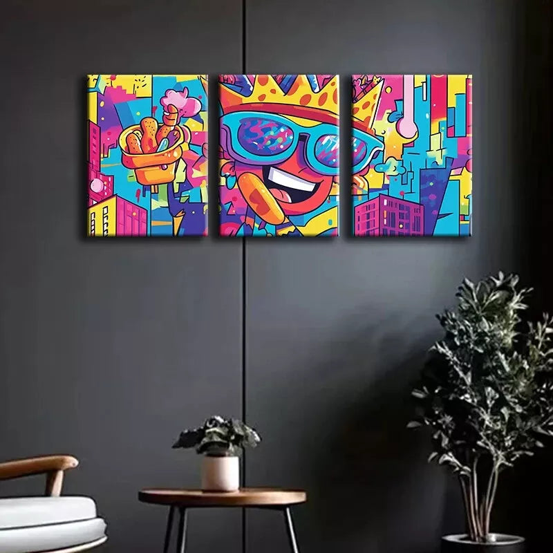 3-Piece Cartoon Wall Art Set - Framed Canvas Prints 40x60cm (16x24in) - High Quality Australian Made Home Decor - Perfect for Kids Room, Nursery, Playroom & Living Room Wall Decoration