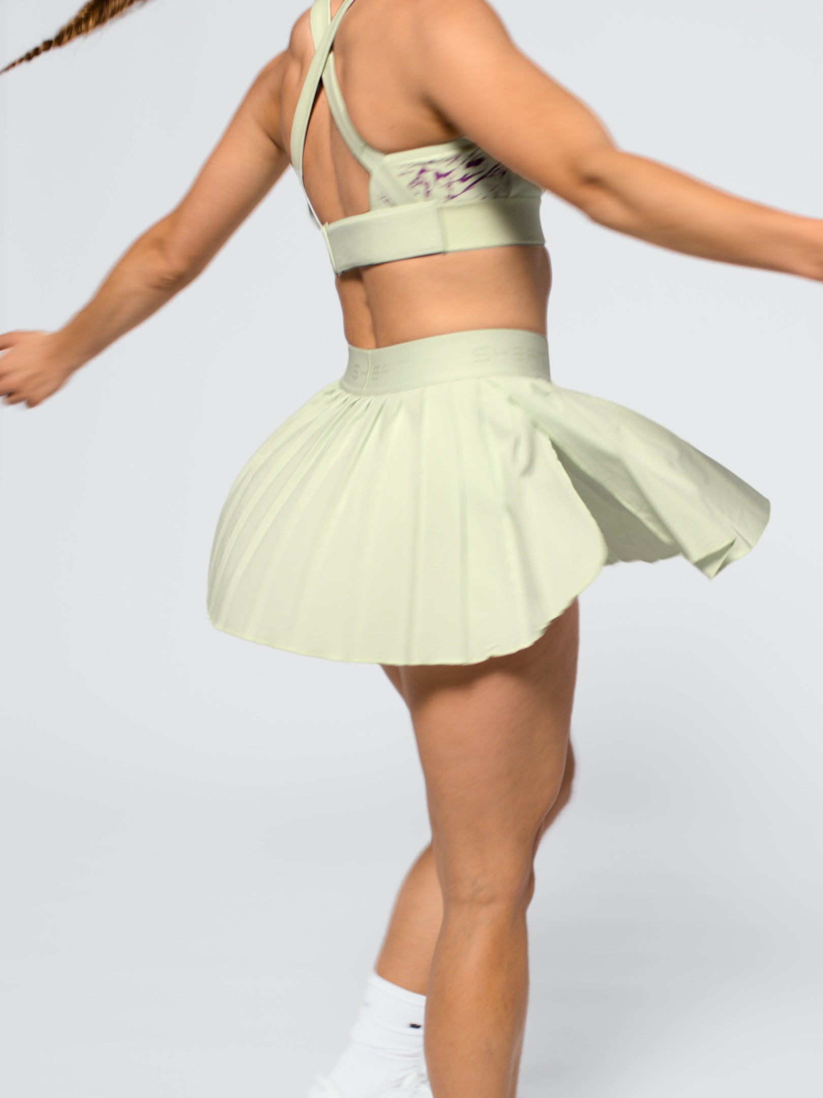 Pastel Lime Pleated Skirt for Women - A-Line Midi Skirt with Pockets | Casual Spring Summer Outfit for Brunch, Date Night & Office Wear