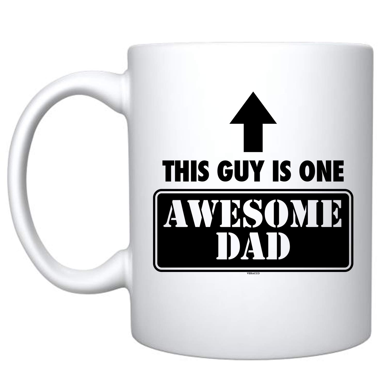 Funny Dad Coffee Mug - 'This Guy Is One Awesome Dad' White Ceramic Cup - Perfect Father's Day, Birthday Gift for New Dad, Stepdad, or Grandpa - Great for Office, Home, or Camping (White, Ceramic)