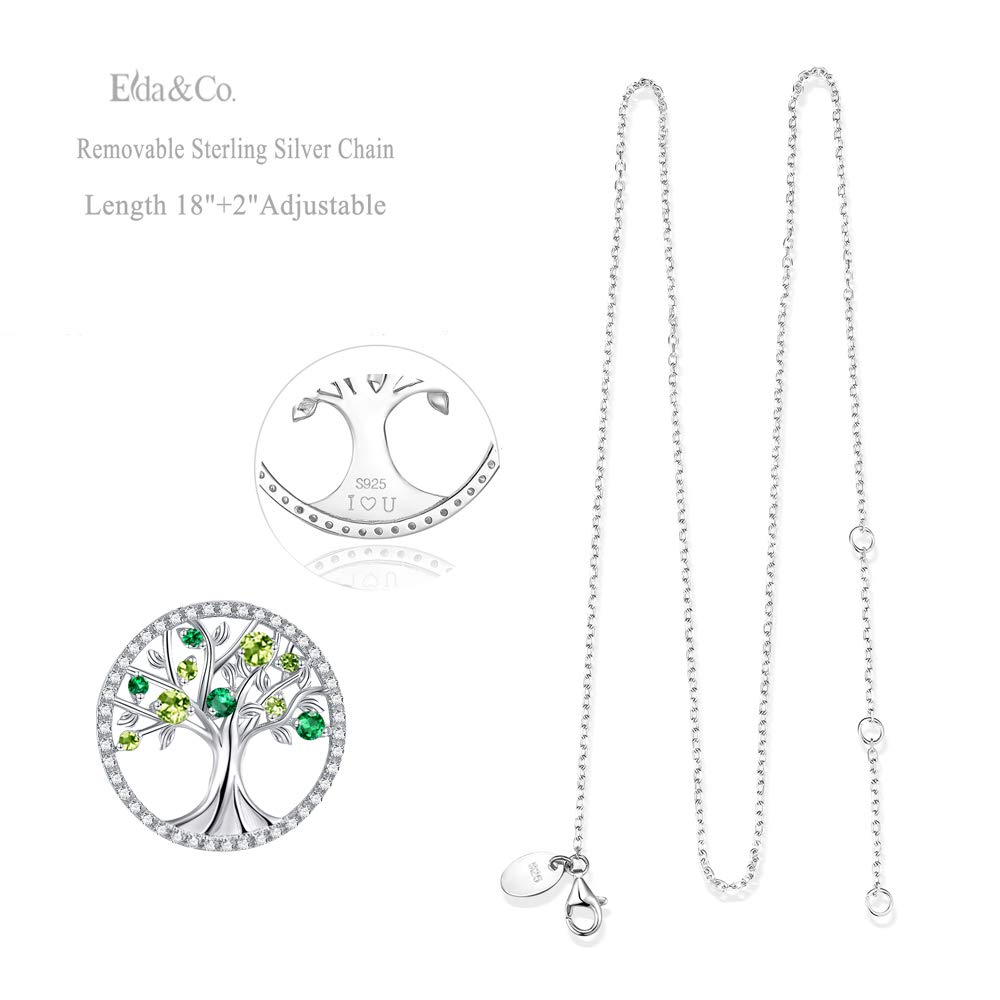 Tree of Life Necklace - 925 Sterling Silver Birthstone Jewelry for Women with Simulated Diamond & Emerald | Perfect Birthday Gift for Wife, Mom, Her | April & May Birthstones | Ideal for Weddings, Anniversaries & Special Occasions