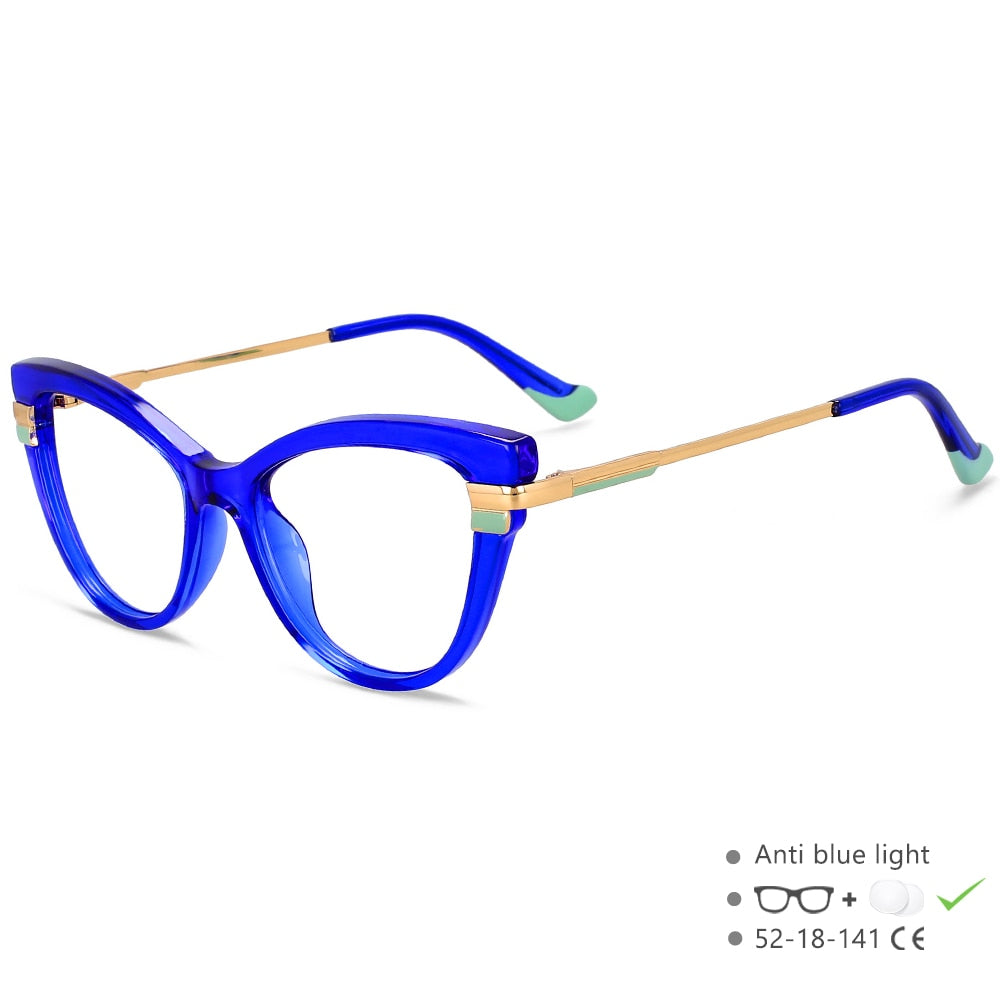 CCspace Women's Full Rim Square Cat Eye Titanium Eyeglasses Frame 55706 - Lightweight & Durable for Work, Reading & Fashion Accessories