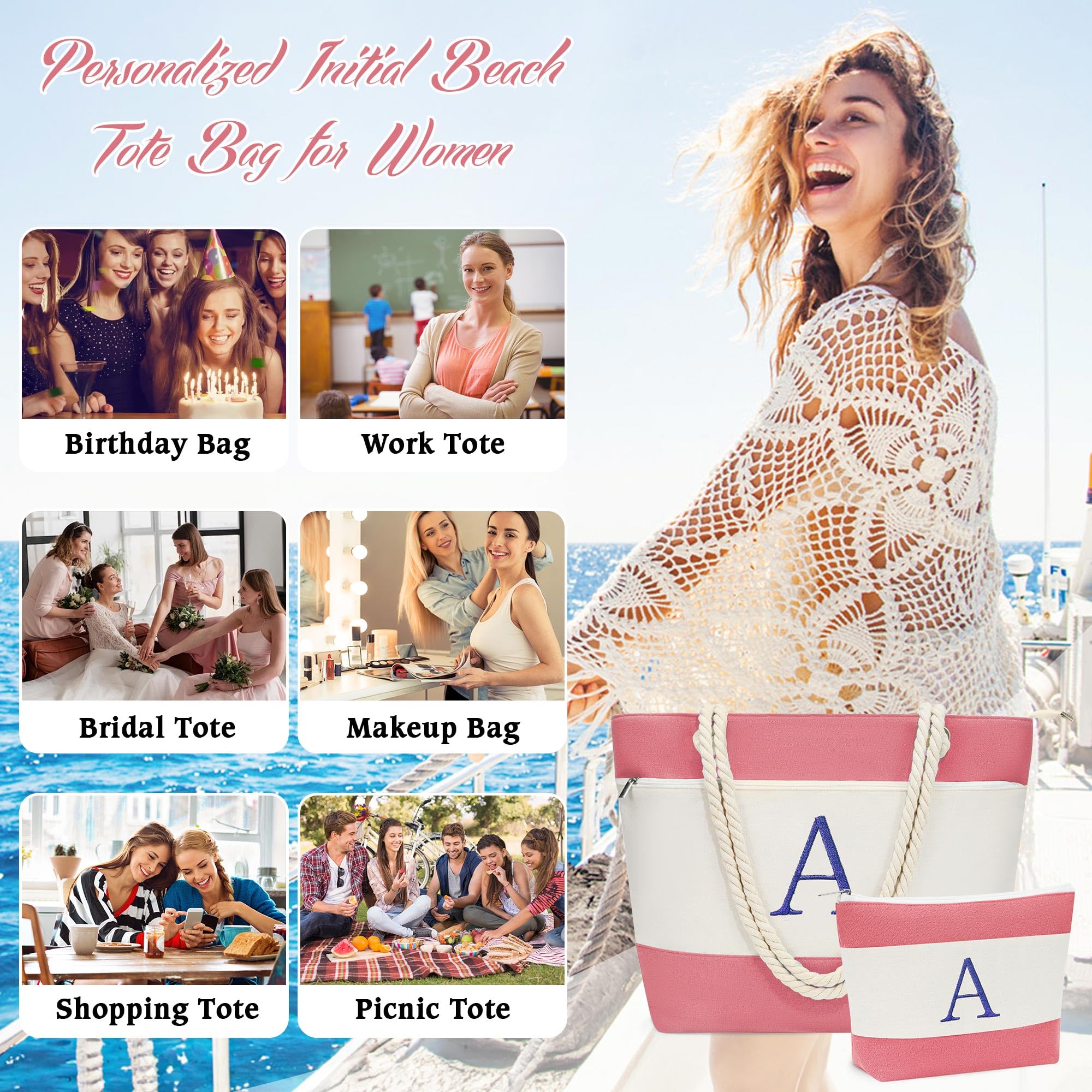 YOOLIFE Waterproof Beach Tote Bag for Women - Gift for Mom & Friends | Beach Day Essentials