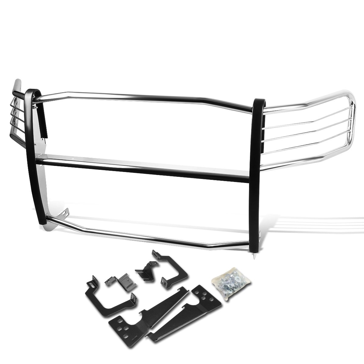 Auto Dynasty Chrome Front Bumper Protector Brush Grille Guard for Ram 1500-3500 Mega Cab | Heavy Duty Truck Protection | Off-Road & Urban Driving Accessory
