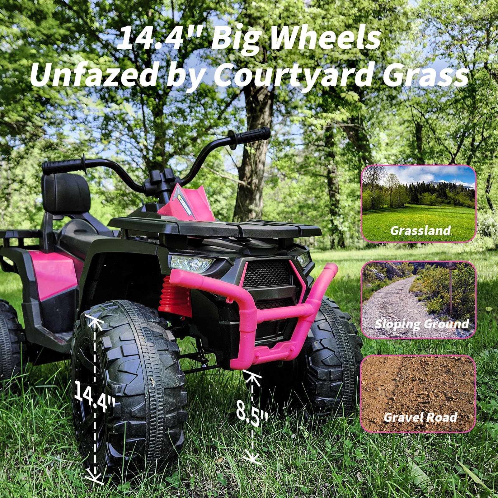 24V Kids ATV 4 Wheeler Ride-On Toy Car - 400W Powerful Motor, 2 Seater for Big Kids (Rose Pink) | Perfect for Outdoor Adventures, Backyard Play & Off-Road Fun