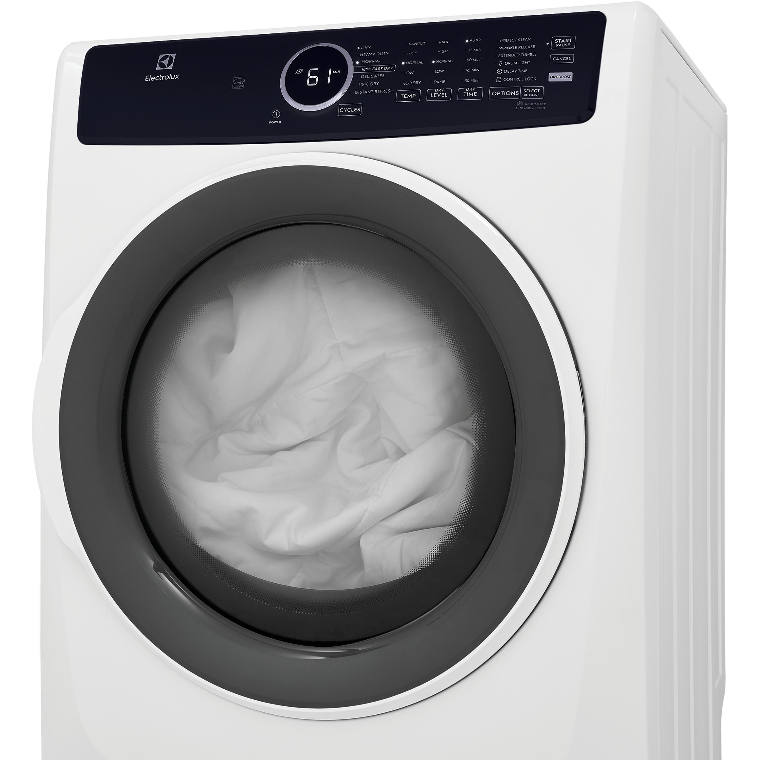 Electrolux 8.0 Cu. Ft. Gas Dryer with 7 Drying Programs - ELFG7437AW | Perfect for Large Families & Laundry Rooms | Fast, Efficient Drying for All Fabric Types