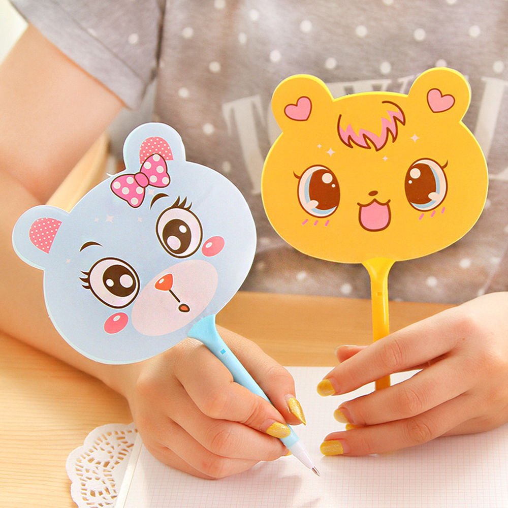Cute Cartoon Animal Hand Fan Gel Pen Set - 6PCS Creative Ballpoint Pens for Office, School & Art Supplies | Perfect for Note Taking, Journaling & Gift Giving