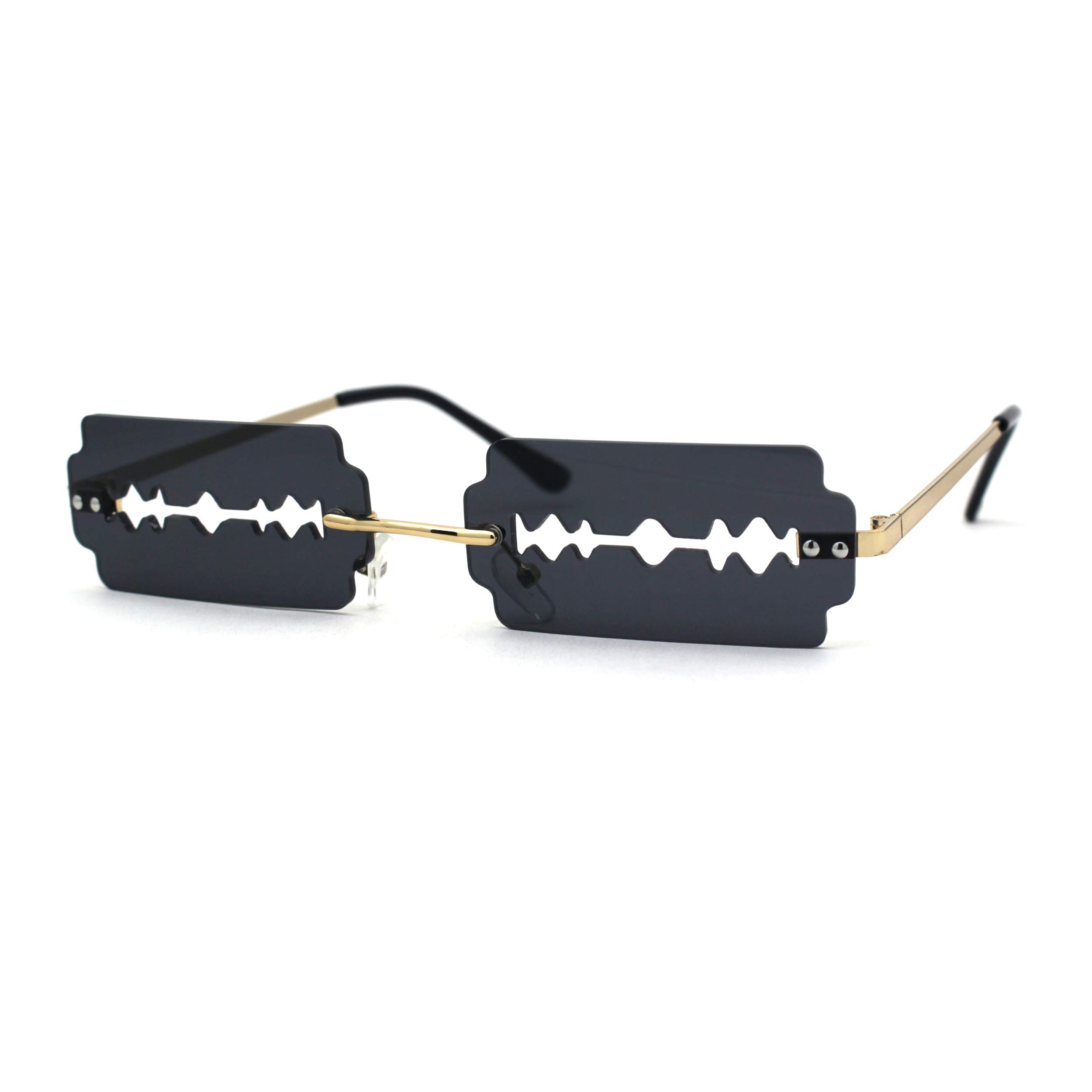 Stylish Razor Blade Shaped Hipster Rimless Sunglasses for Men & Women - Trendy UV Protection Shades for Outdoor, Beach, and Driving