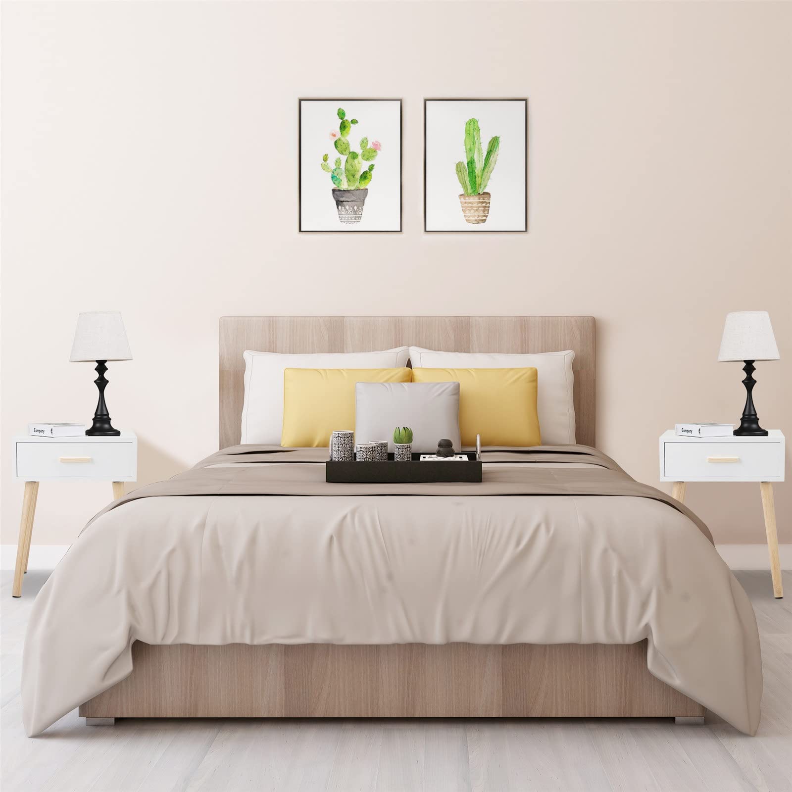 Modern White Nightstands Set of 2 - 1-Drawer Bedside Tables for Bedroom, Contemporary Bedroom Furniture with Storage | Perfect for Small Spaces, Guest Rooms & Apartment Living