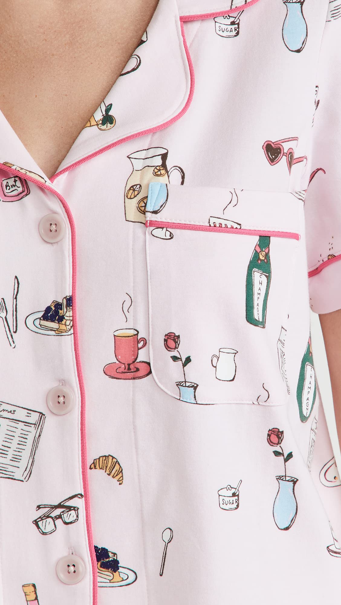 BedHead Pajamas Women's Let's Do Brunch Shorty PJ Set - Soft Cotton Sleepwear for Women, Cute Breakfast Pajama Set with Shorts & Top - Perfect for Lounging, Sleepovers & Cozy Mornings