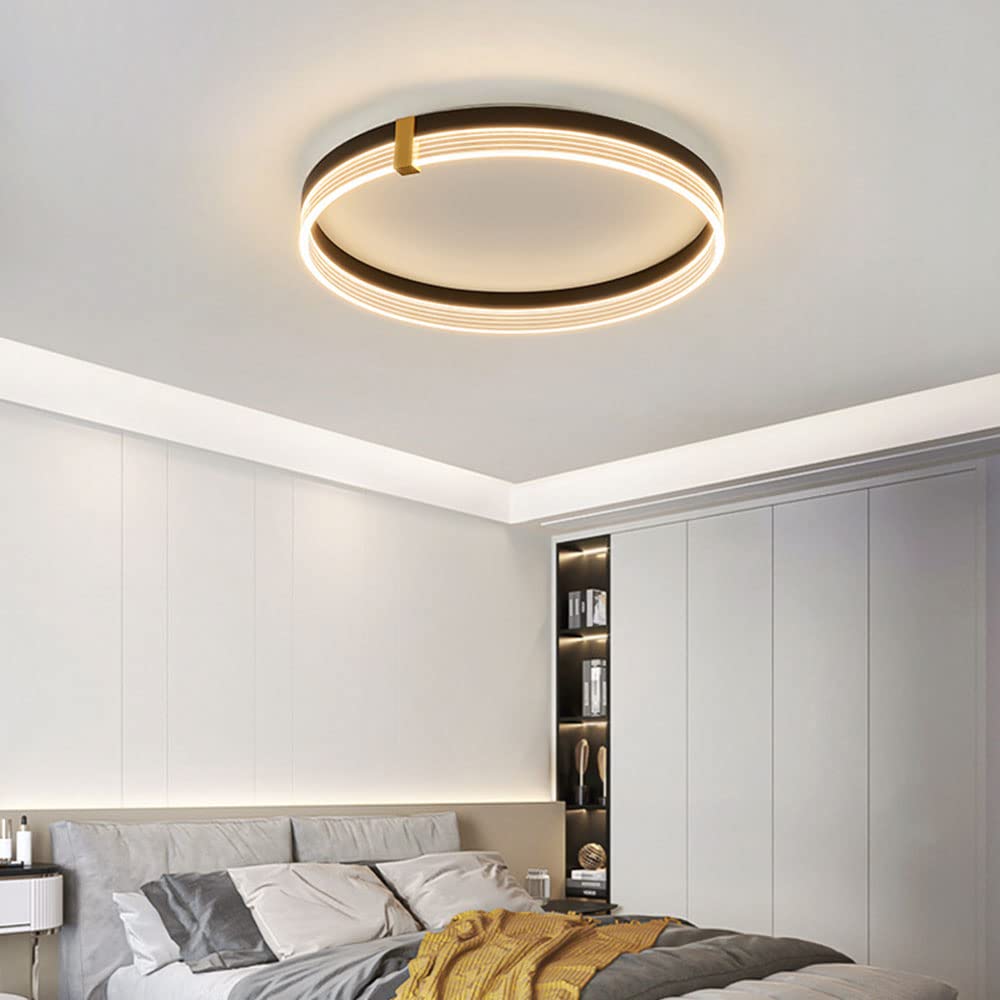 Modern LED Flush Mount Ceiling Light - Dimmable Remote Control Lighting Fixture (3000K-6500K) for Living Room, Kitchen, Bedroom - Energy Efficient Home & Office Lighting Solution