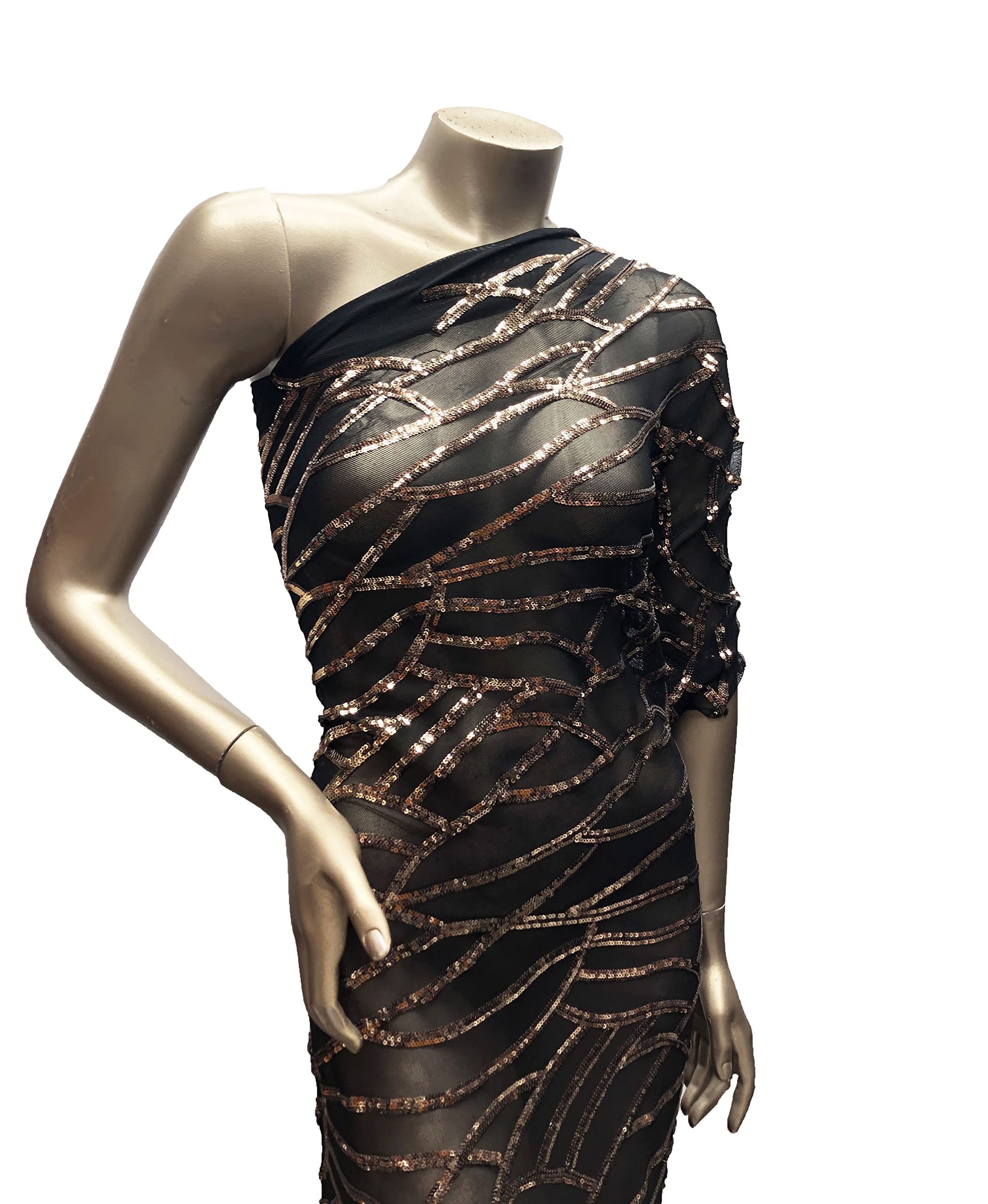 Rose Gold Sequins on 100% Polyester Mesh Fabric by The Yard - Perfect for DIY Costumes, Evening Gowns, and Home Decor Projects