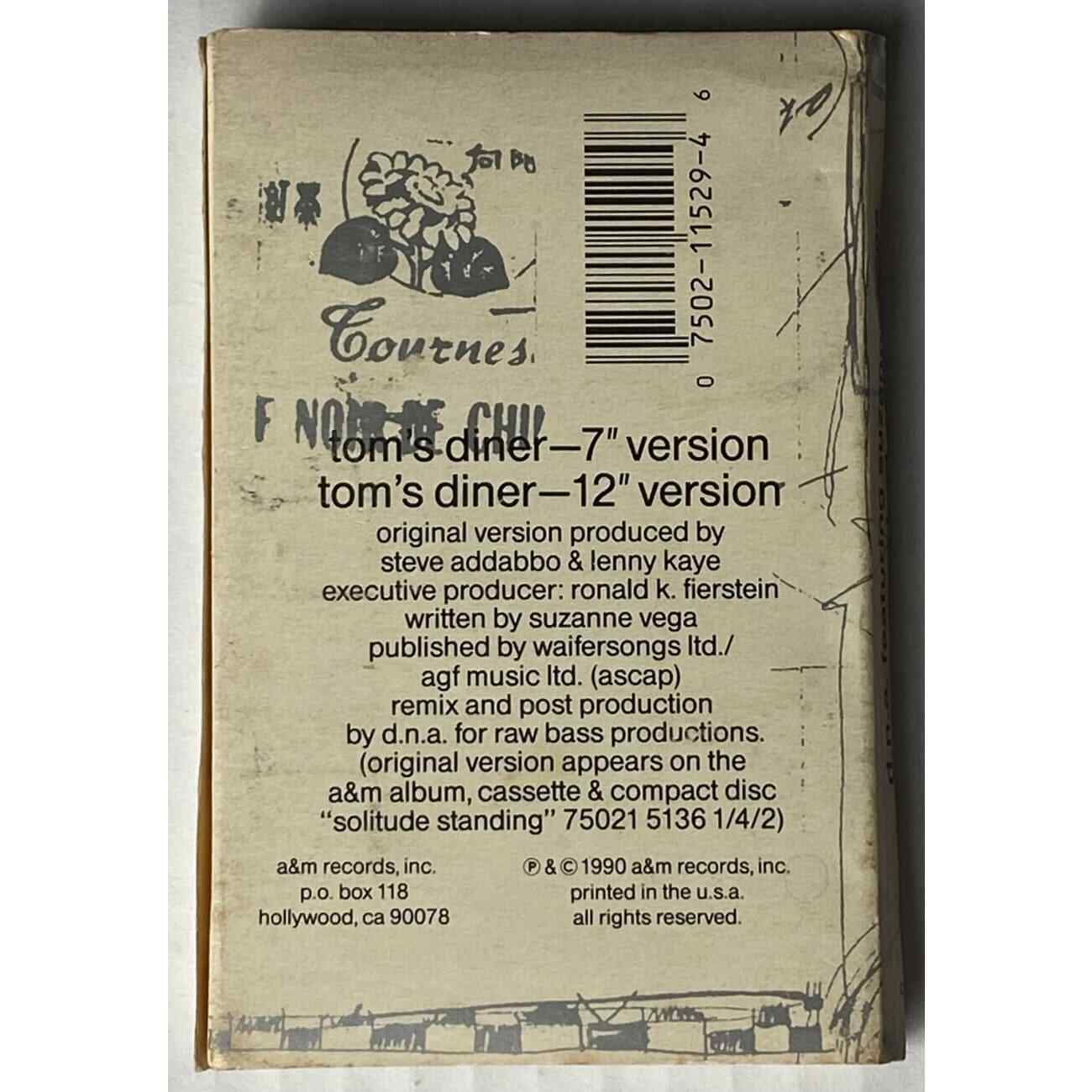 DNA ft. Suzanne Vega - Tom's Diner (1990) Cassette Single | Vintage Music Collectible | Perfect for 90s Nostalgia & Retro Music Lovers