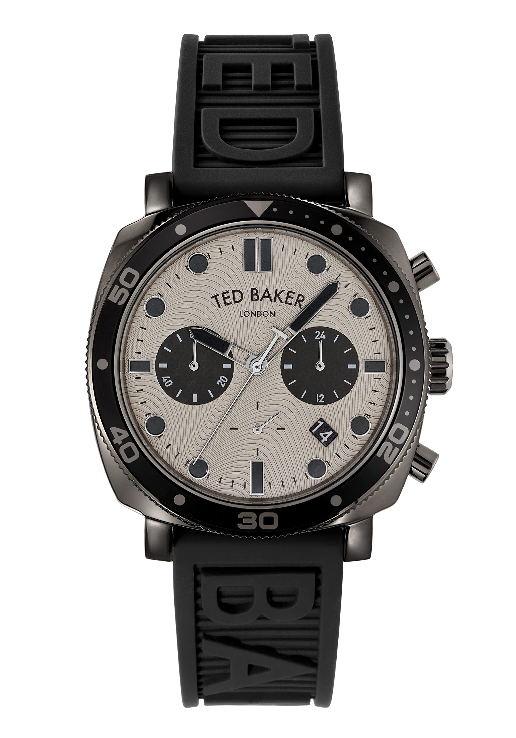 Ted Baker Caine Black Silicone Strap Watch for Men - Waterproof Casual Dress Chronograph Wristwatch (Model BKPCNF2049I) - Perfect for Office, Business Meetings & Everyday Wear