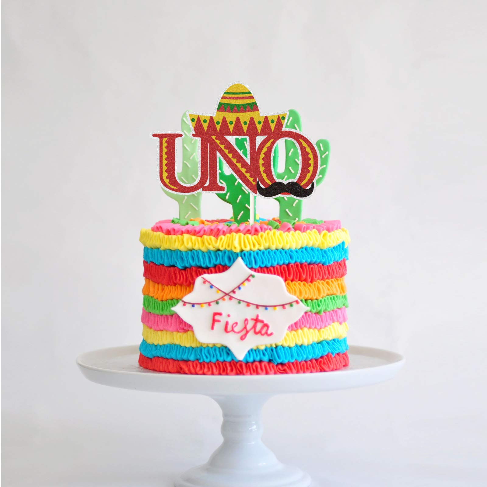 UNO Cake Topper Decorations - First Birthday Party Supplies for 1 Year Old Baby Shower | Carnival Theme Celebration Decor for Kids Birthday Cakes and Desserts