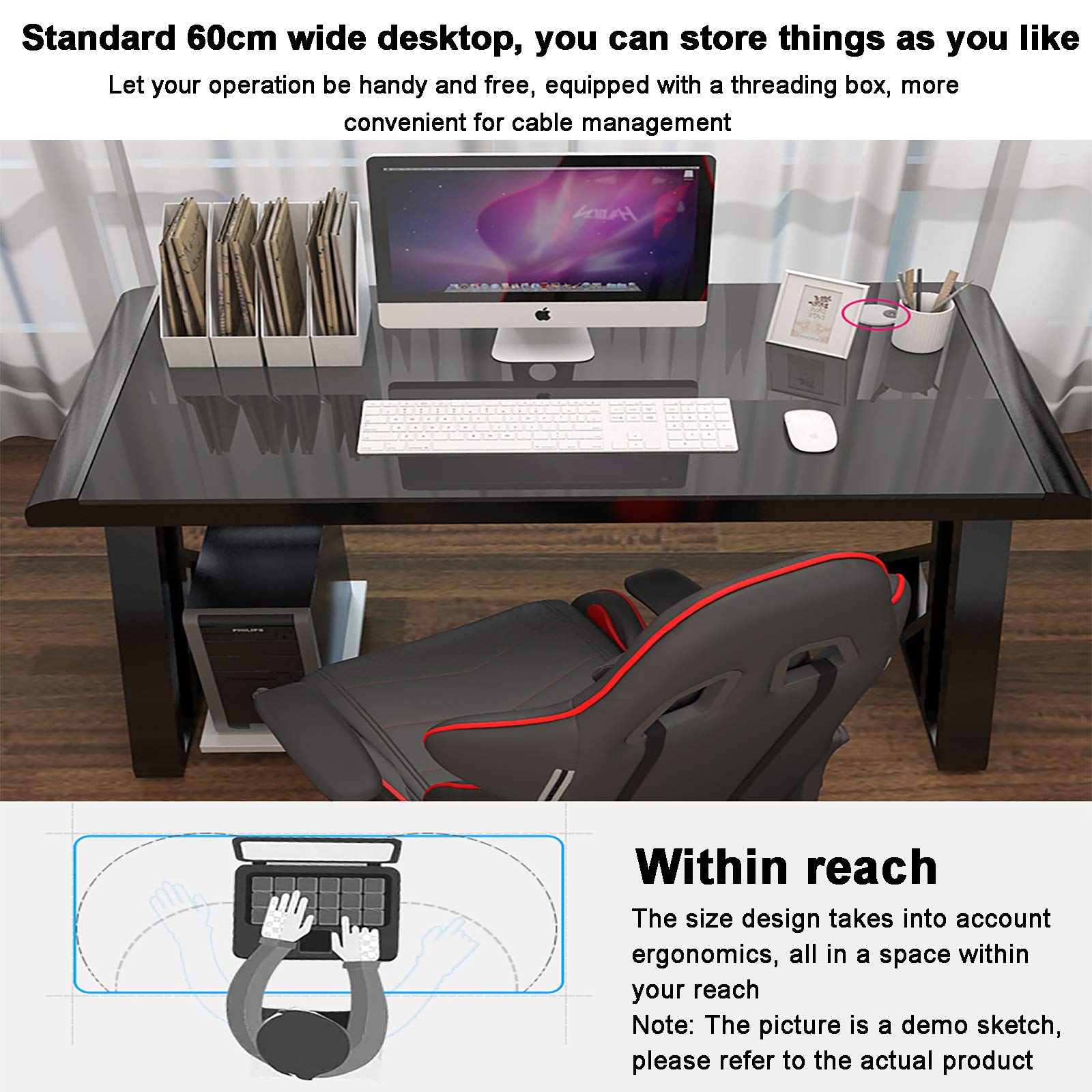 Premium Glass Top & Metal Frame Computer Desk - Ergonomic Z-Shaped Gaming Table for Esports & Home Office - Racing Style Workstation for Gamers & Professionals (Ideal for Gaming, Work, Study & Small Spaces)