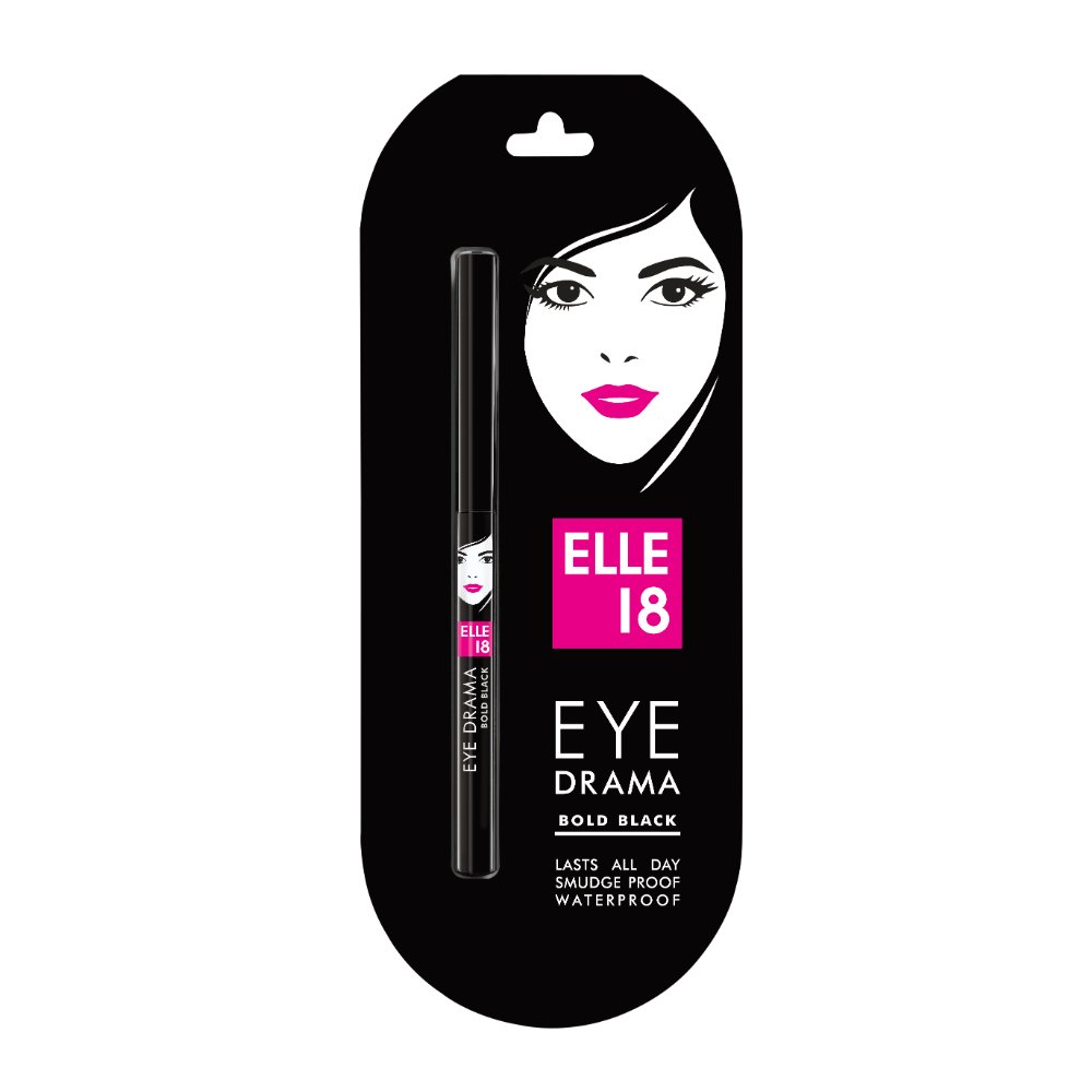 Elle 18 Matte Eye Drama Kajal - Bold Black 0.35g Waterproof Eyeliner & Liril Lemon Tea Tree Oil Body Wash 250ml - Long Lasting Makeup & Refreshing Shower Gel for Daily Beauty Routine