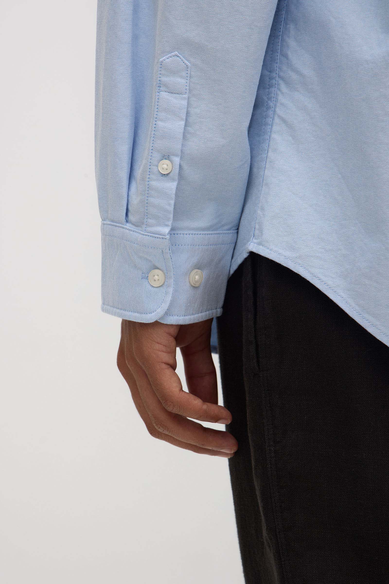Premium Cotton Oxford Long Sleeve Button-Down Shirt for Men - Classic Blue Casual Business Wear - Perfect for Office, Travel & Outdoor Activities