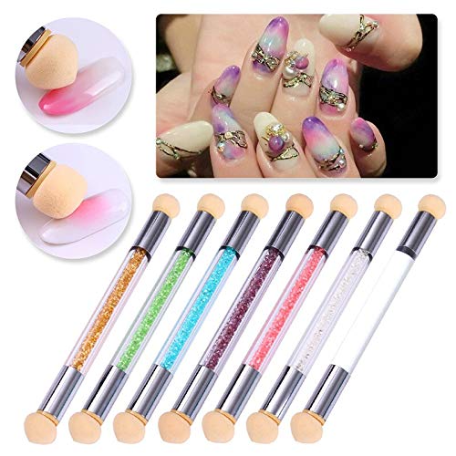 Dual-Ended Nail Art Brushes with Stamper & Blooming Pencil - 5pcs Colorful Rhinestone Handle Nail Polish Tools for Professional & DIY Manicures - Perfect for Salon, Home Use & Nail Art Enthusiasts