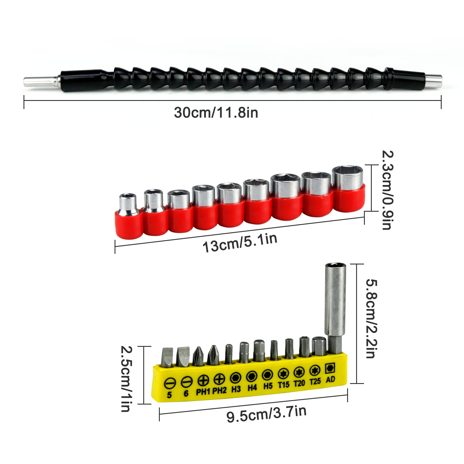 23pcs Flexible Drill Bit Extension Set with 1/4