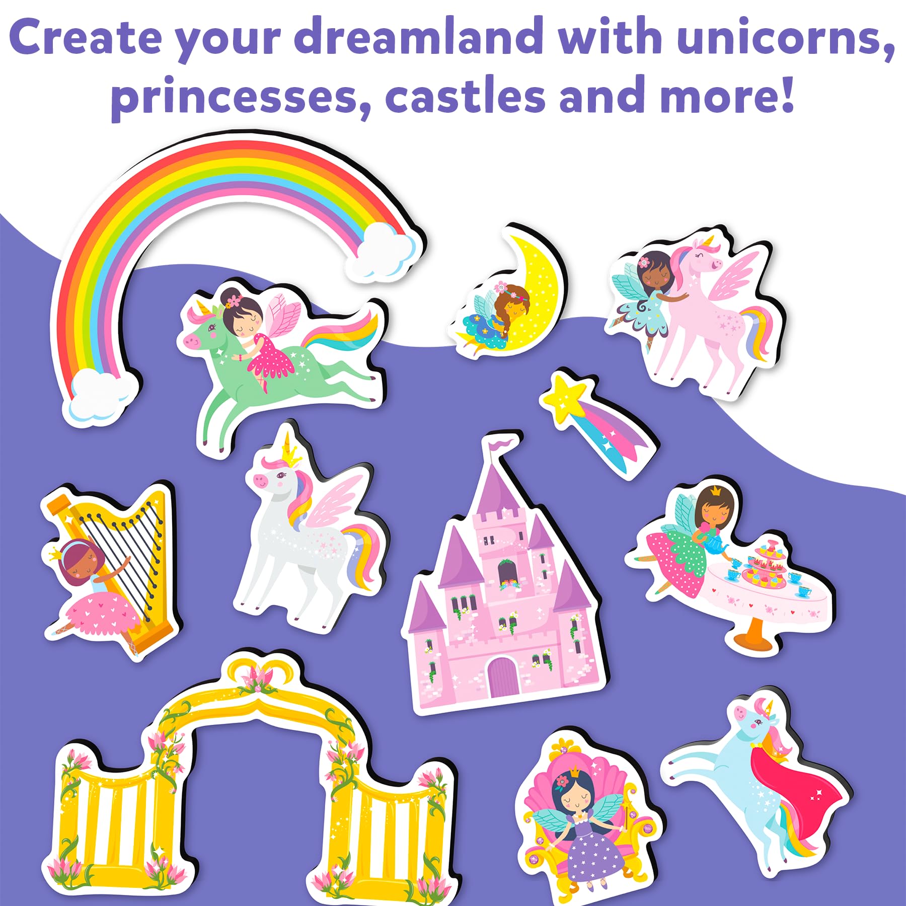Magnetopia Princess Unicorn Toy Set - 40+ Magnetic Pieces for Kids Ages 3-7 | Pretend Play & Preschool Learning Gift