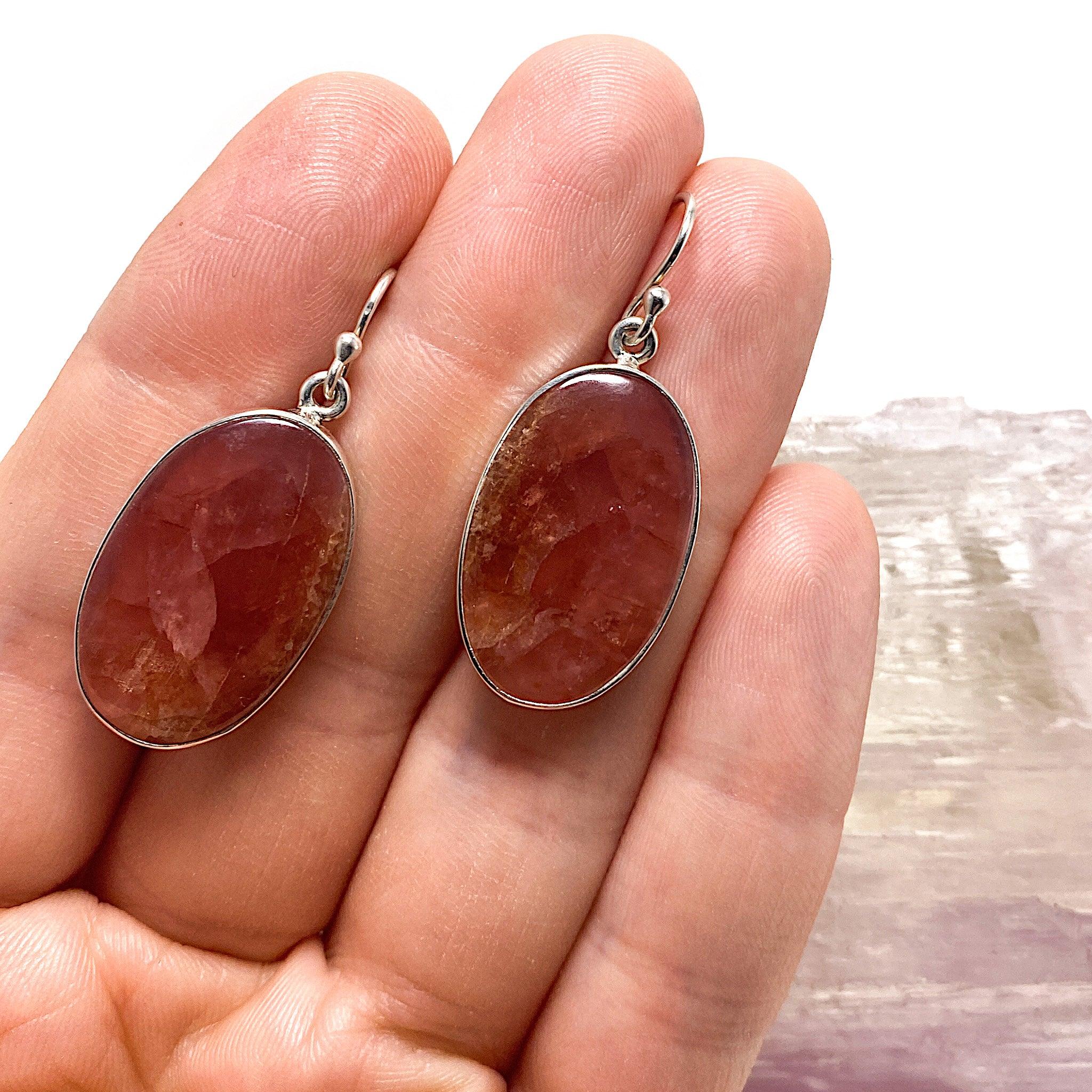 Rhodochrosite Oval Cabochon Earrings - Handmade Gemstone Jewelry for Women - Perfect for Weddings, Parties & Gifts