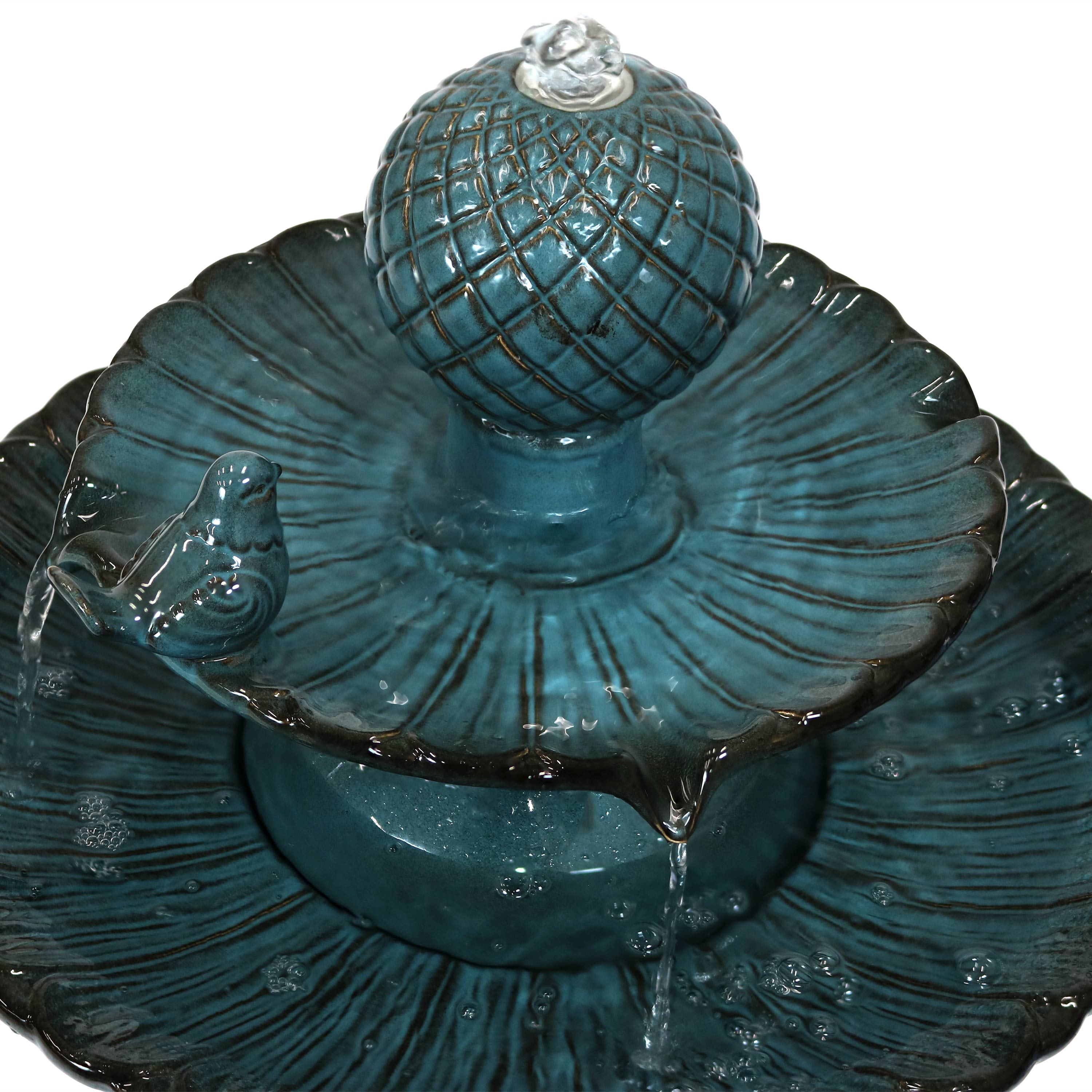 Sunnydaze 2-Tier Ceramic Outdoor Water Fountain with Resting Birds - 27 Inch Garden Decor for Patio, Yard & Backyard - Relaxing Water Feature for Outdoor Spaces