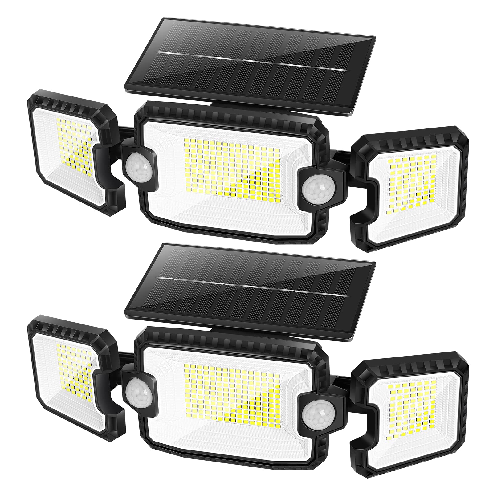 FLITI Solar Motion Sensor Lights Outdoor - 305 LED Bright Security Lights with 180° Wide Angle Detection, Waterproof Solar Powered Wall Lights for Yard, Garage, Patio, Pathway (2 Pack) - Perfect for Home Security & Nighttime Illumination