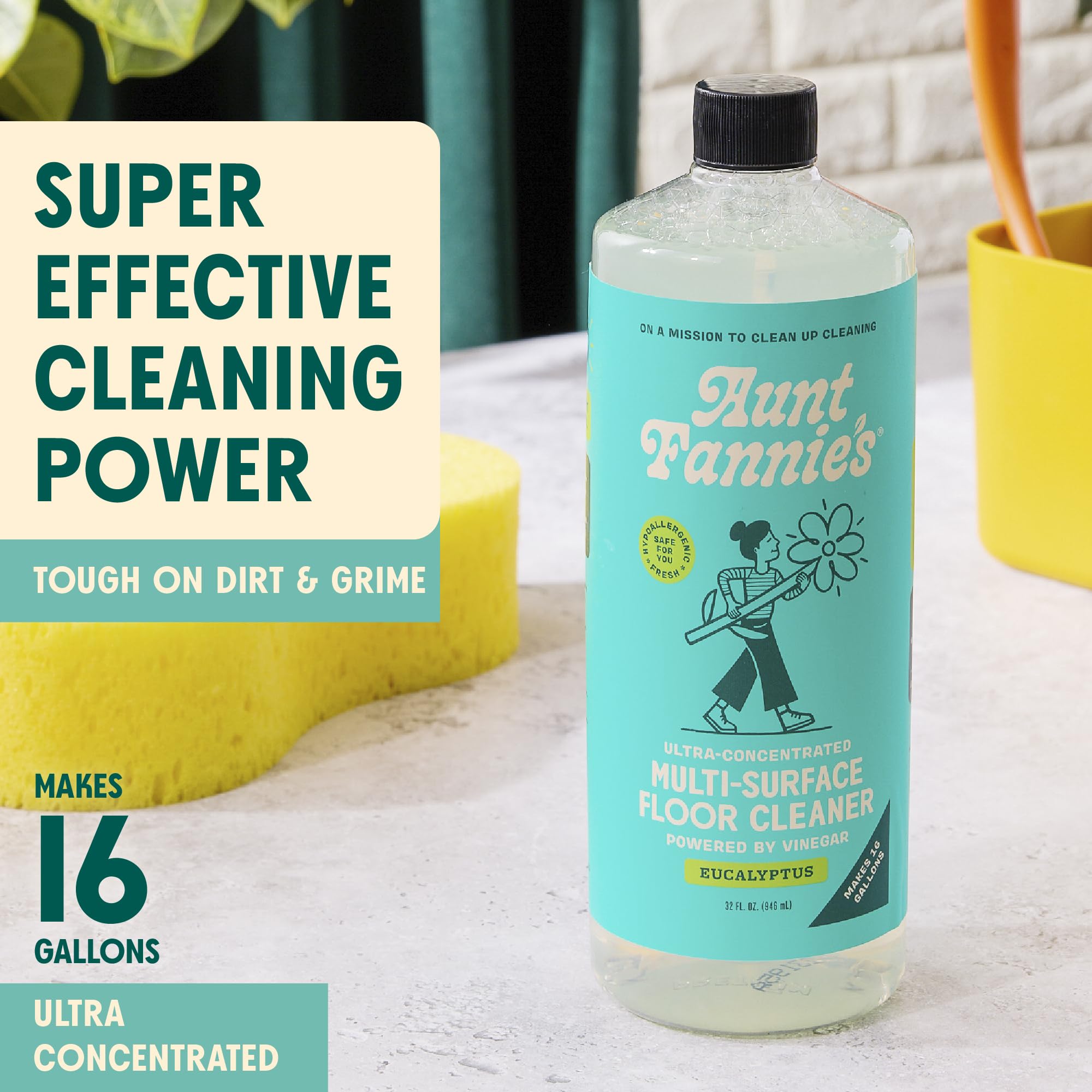 Aunt Fannie's Eco-Friendly Cleaning Bundle: Eucalyptus Vinegar Floor Wash & Lemon Hardwood Floor Cleaner - Perfect for Wood, Tile & Laminate Floors