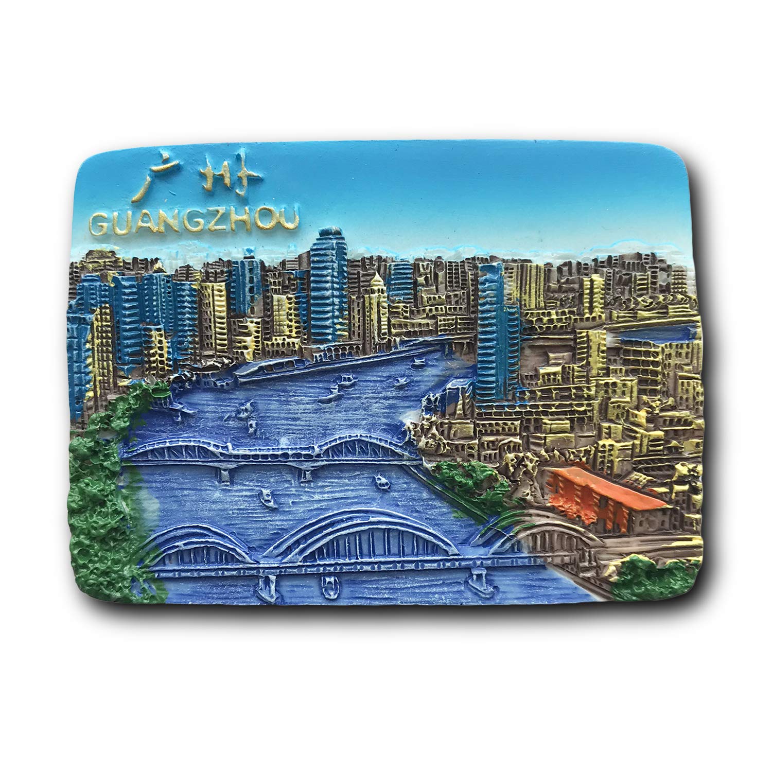 3D Guangzhou China Refrigerator Magnet - Famous Tourist Souvenir, Resin Fridge Magnet for Home & Kitchen Decoration - Perfect for Travel Memories, Gifts & Fridge Organization