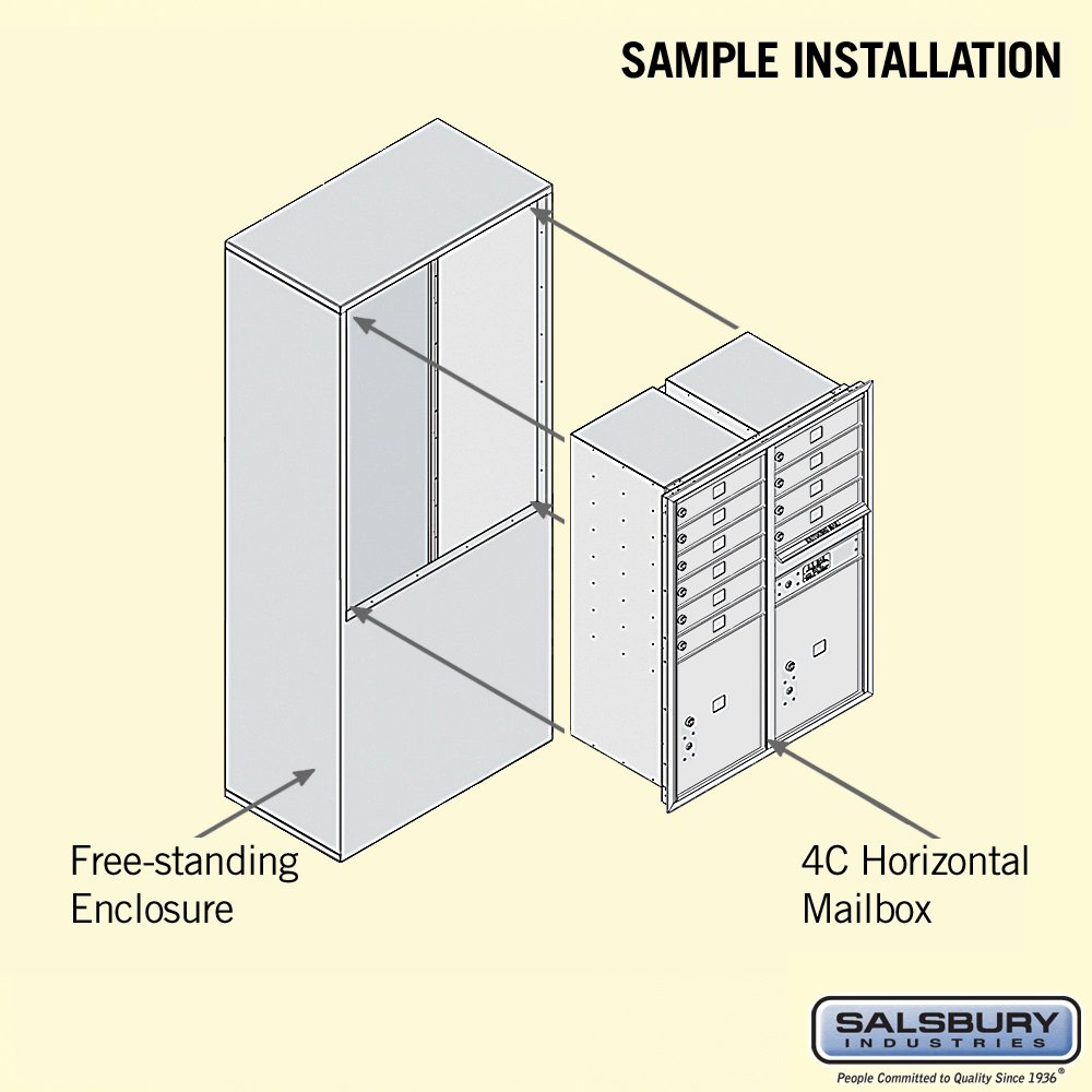 Salsbury Industries 3911D-10AFP Aluminum Free Standing Horizontal 4C Mailbox - Durable Outdoor Mailbox for Home, Office & Business Use