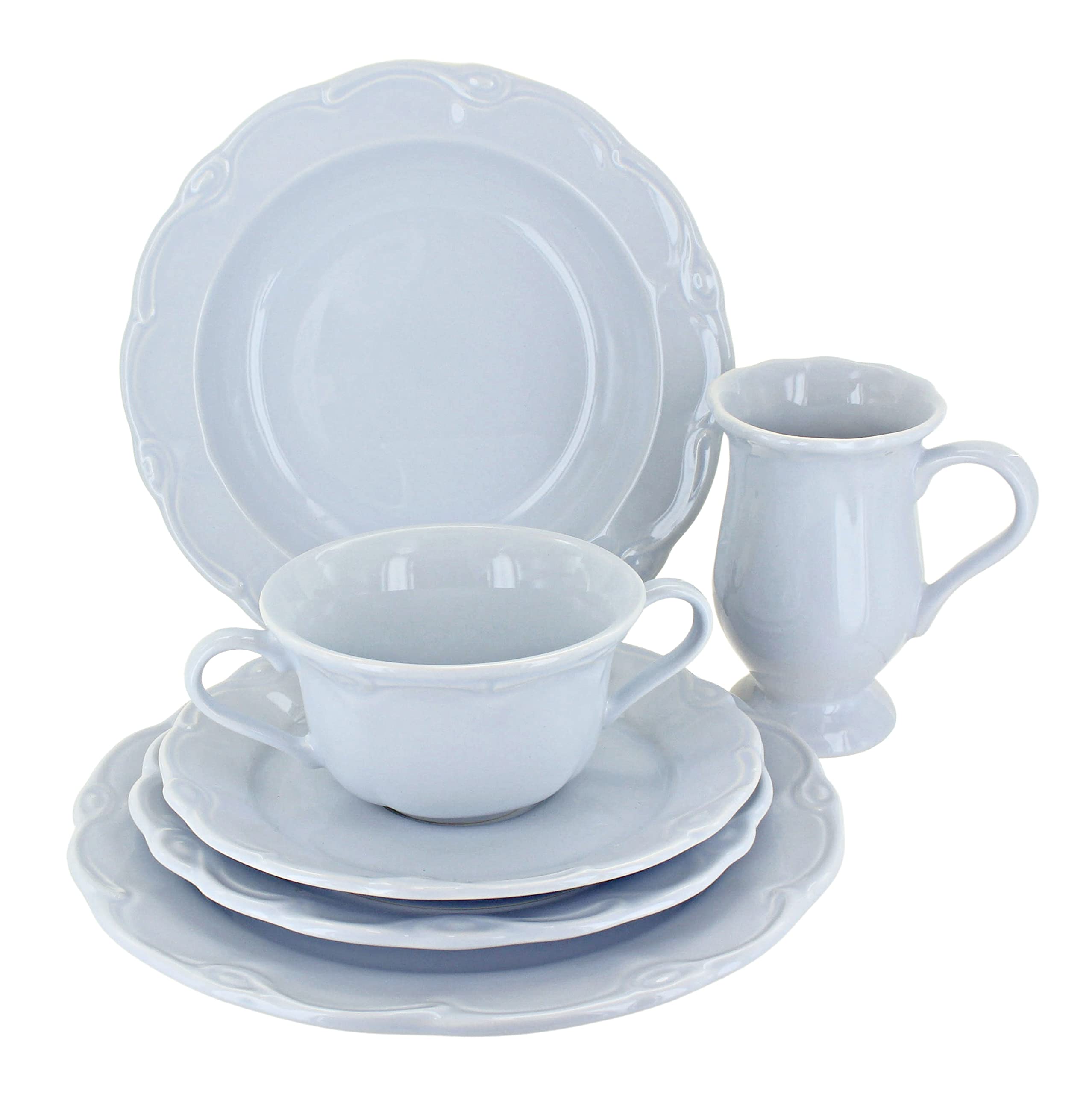 Blue Rose Polish Pottery Alicia Blue 24-Piece Dinnerware Set - Service for 4 | Elegant Dinner Plates, Bowls & Mugs | Perfect for Family Dinners, Entertaining Guests & Special Occasions