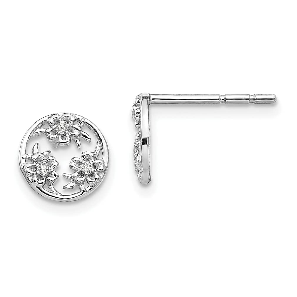 925 Sterling Silver Diamond Flower Stud Earrings for Women - Elegant Fine Jewelry Gift for Her - Perfect for Gardening, Parties & Special Occasions