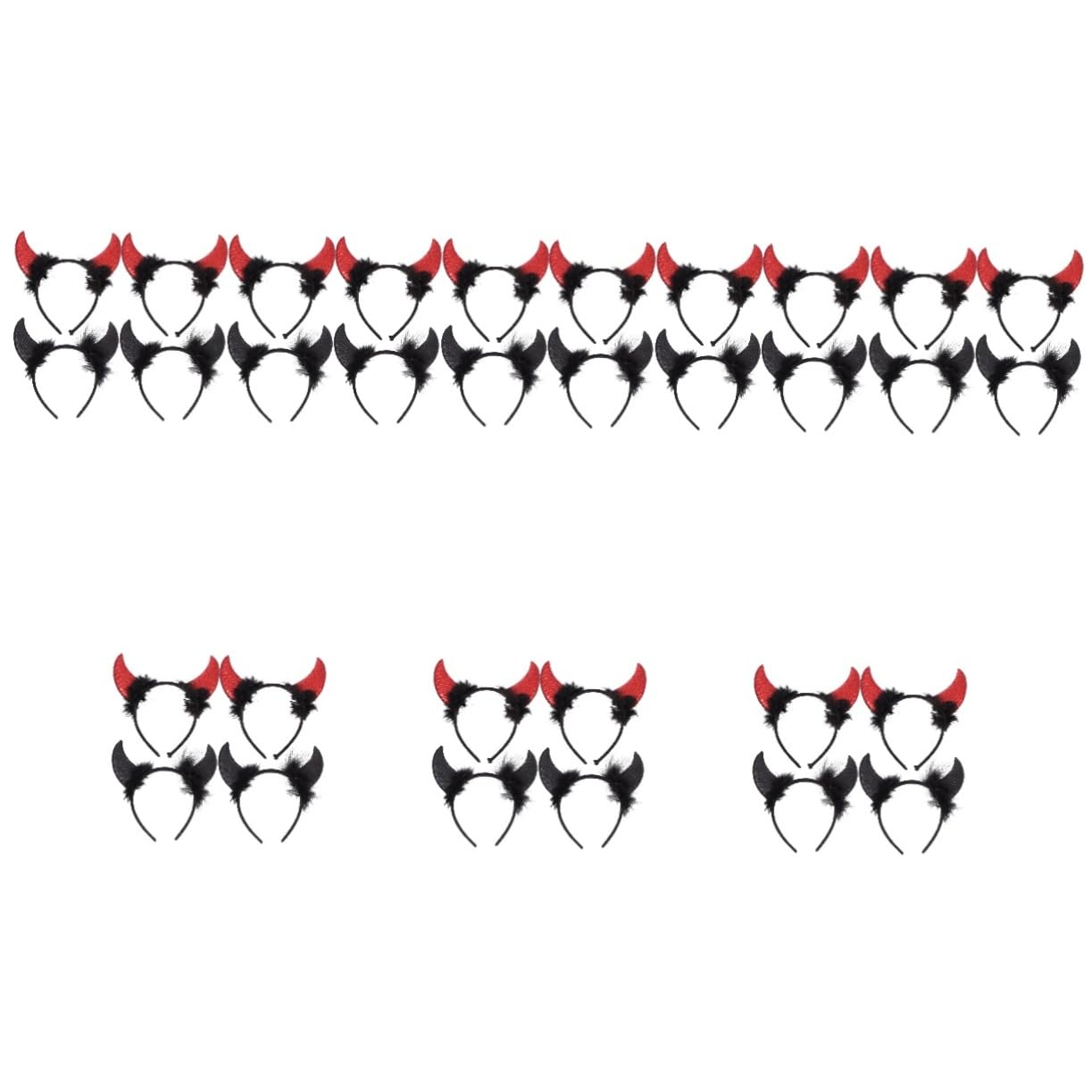 Beavorty 32 Pcs Devil Horn Headbands - Red Sequin Halloween Costume Accessories for Women & Girls, Devil Headpiece Hair Ties for Cosplay, Party Supplies & Miss Fabric Costume (Perfect for Halloween Parties, Cosplay Events & Themed Celebrations)
