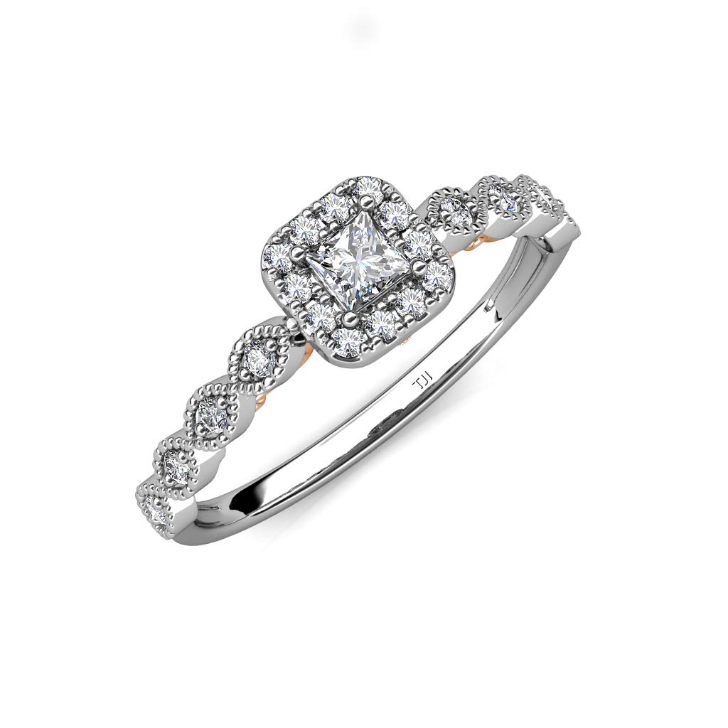 0.76ctw Princess & Round Cut Natural Diamond Women's Infinity Halo Engagement Ring in 14K White/Yellow/Rose Gold - Perfect for Proposals, Anniversaries & Special Occasions