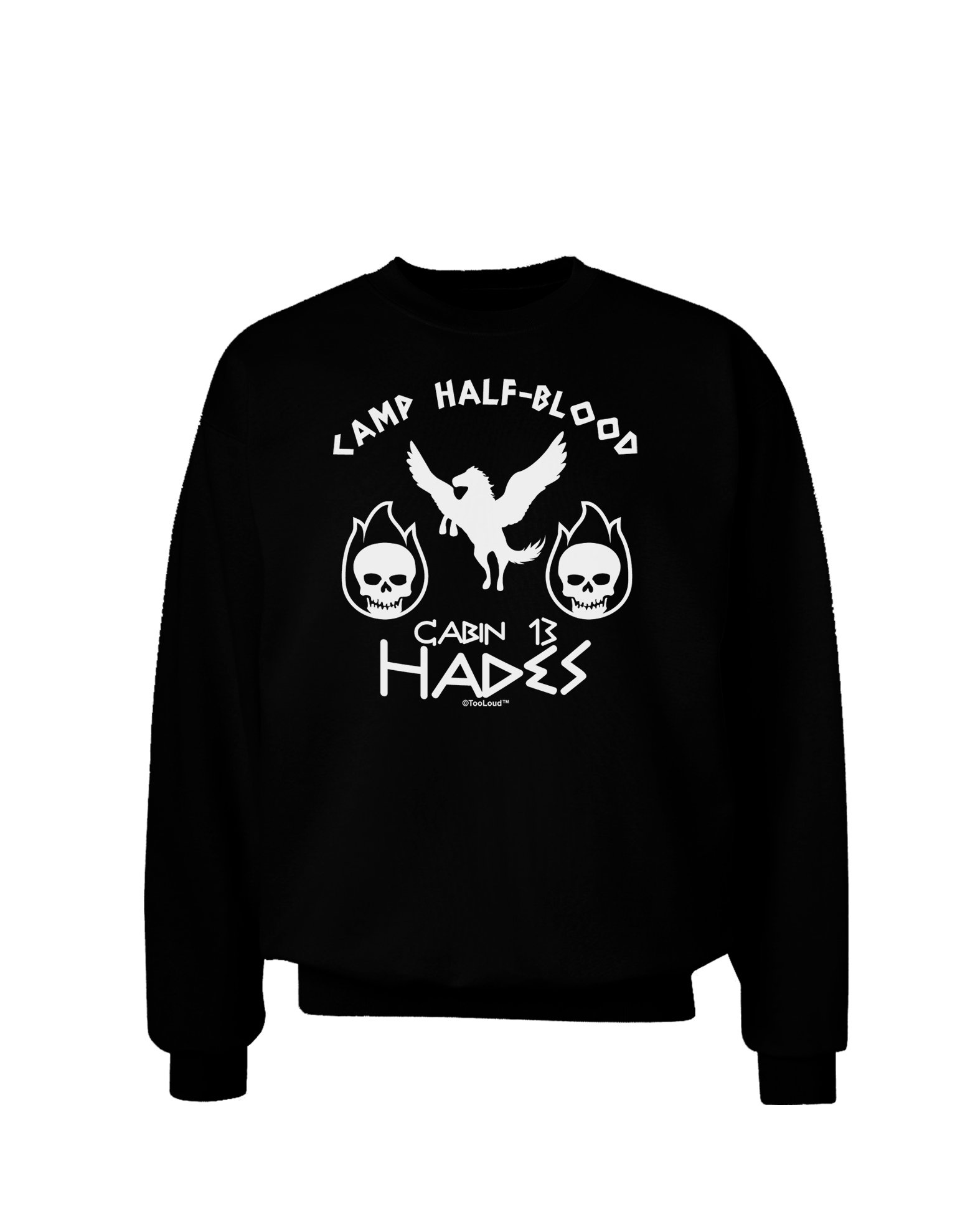 TooLoud Cabin 13 Hades Half-Blood Adult Dark Sweatshirt - Greek Mythology Inspired Hoodie for Percy Jackson Fans & Casual Wear