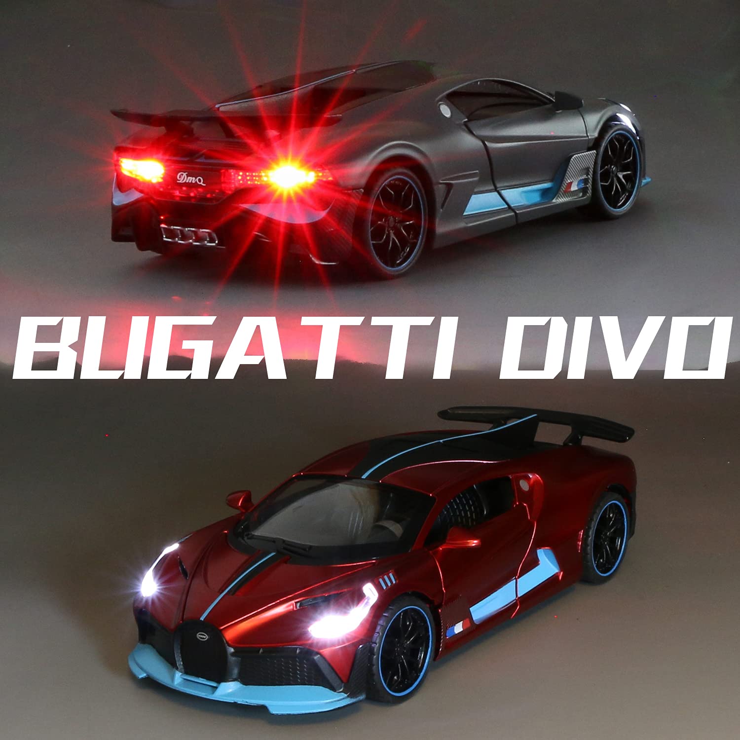 1:32 Bugatti Divo Zinc Alloy Pull Back Toy Car with Lights & Music - Diecast Model Vehicle for Kids Collection, Boys Gift, Home Office Decoration | Great for Birthday Presents, Car Enthusiasts & Young Collectors