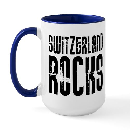 White/Navy Inside - Switzerland Rocks Large Mug